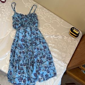 Blue flower dress Criss cross back